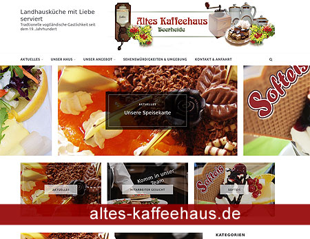 Ausschnitt der Homepageansicht einer vogtländischen Gaststätte 