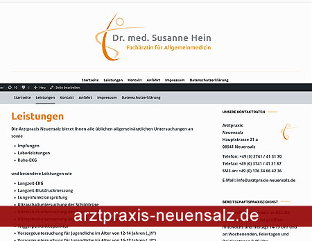 Website der Arztpraxis für Allgemeinmedizin in Neuensalz im Vogtland