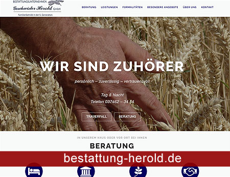 Internet-Auftritt des Bestattungsunternehmens Herold in Rothenkirchen/Vogtland