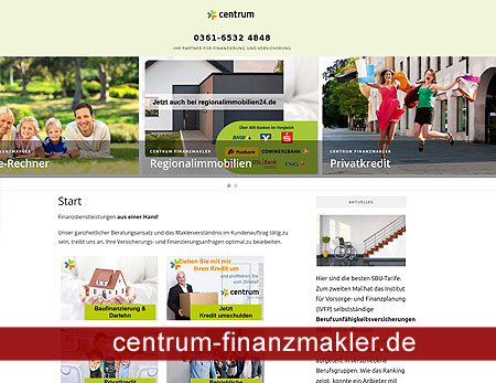 Website-Ausschnitt einer Homepage eines Finanzmaklers