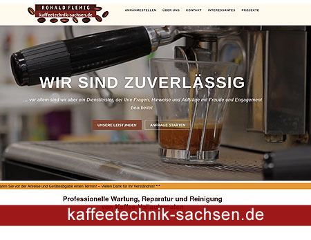 Website eines sächsischen Unternehmens für die Reparatur von Kaffeevollautomaten