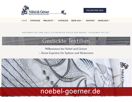 Website der vogtländischen Stickerei für Plauener Spitze Nöbel & Görner GmbH